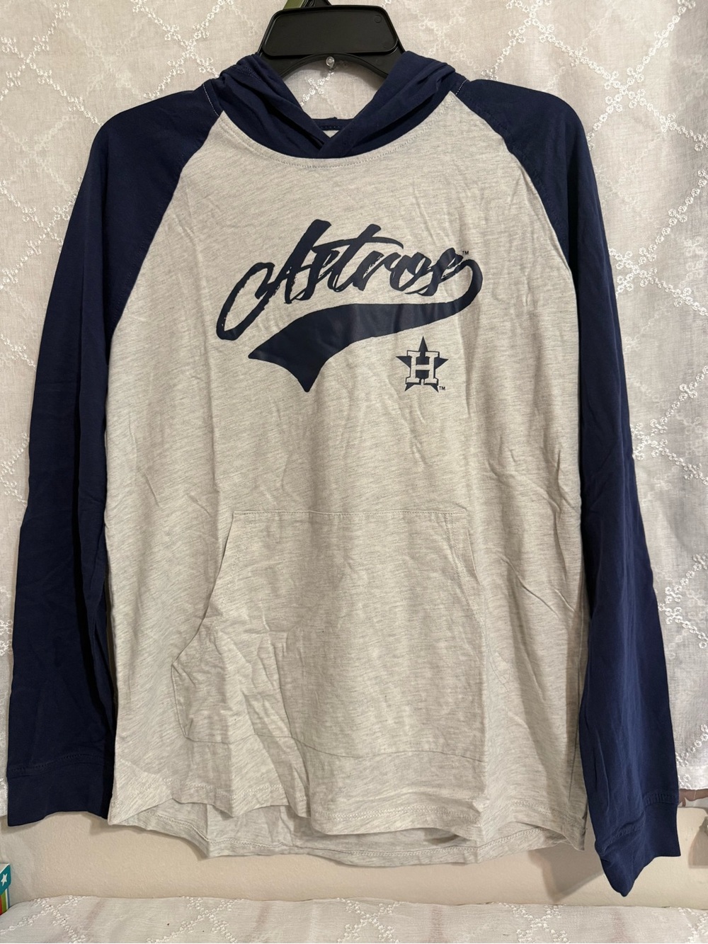 Genuine Merchandise Navy & Light Gray Astros Hooded Raglan Shirt
